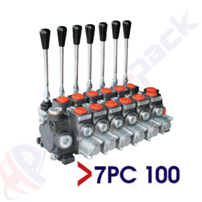 Distributeur hydraulique empilable 100 litres, 7PC100 , sept tiroirs , G 3/4" , tiroir central ouvert
