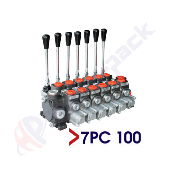Distributeur hydraulique empilable 100 litres, 7PC100 , sept tiroirs , G 3/4" , tiroir central ouvert