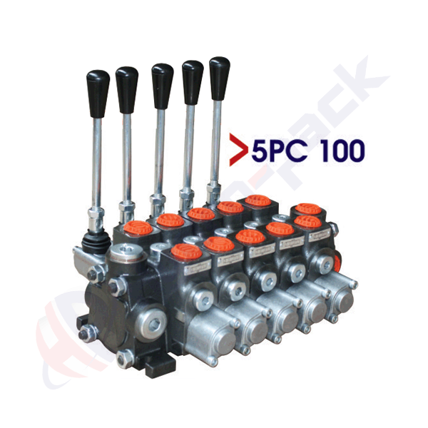 Distributeur hydraulique empilable de 100 litres, 5PC100 , cinq tiroirs , G 3/4" , tiroir central ouvert
