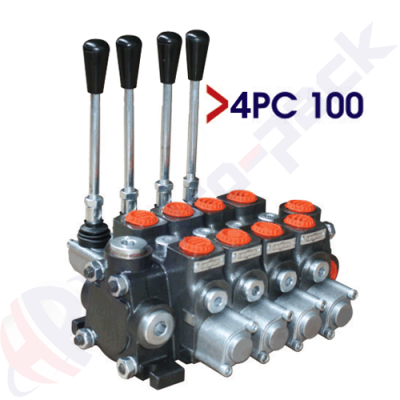 Distributeur hydraulique empilable de 100 litres, 4PC100 , quatre tiroirs , G 3/4" , tiroir à centre ouvert