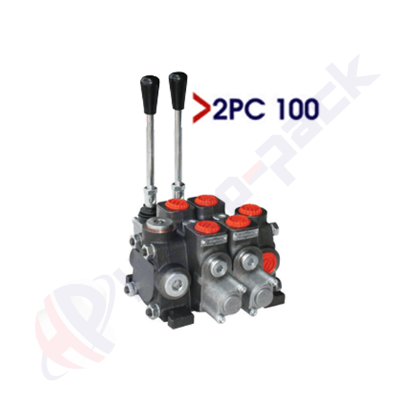 Distributeur hydraulique empilable 100 litres, 2PC100 , deux tiroirs , G 3/4" , tiroir central ouvert