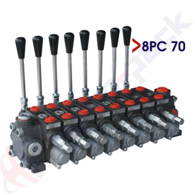 Distributeur hydraulique empilable 70 litres, 8PC70 , huit tiroirs , G 1/2" , tiroir central ouvert