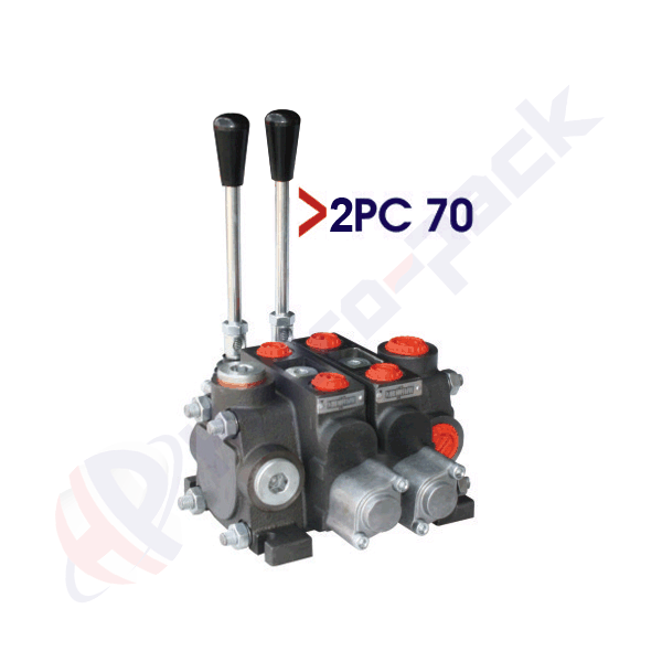 Distributeur hydraulique empilable 70 litres, 2PC70 , deux tiroirs , G 1/2" , tiroir central ouvert