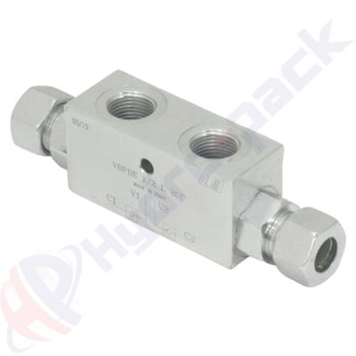 Clapet anti-retour piloté double, VBPDE 2 CC , 35 L/min, G 3/8" , VBPDE 3/8 L 2 CC V0130