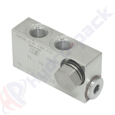 Clapet anti-retour piloté double, VBPDE L CMP FLV , 20 L/min, G 3/8" , VBPDE 3/8 L CMP/FLV V0114