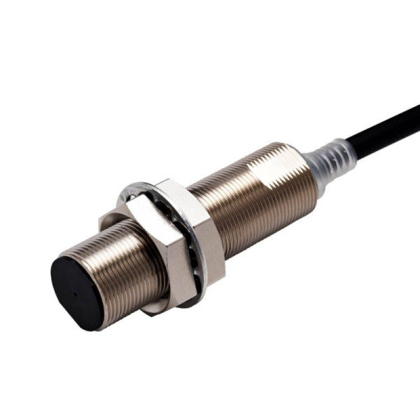 Détecteur de proximité inductif, laiton nickelé, à corps long, M18, blindé, 12 mm, DC, 3 fils, PNP NO, IO-Link COM3, 2 m pré-câb