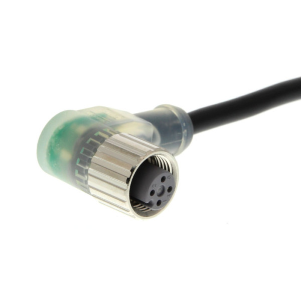Connecteur, M12, PUR, 4 broches, angle droit, 10M, LED  (PNP)