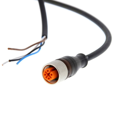 Y92E-M12PUR4S5M-L              Connecteur M12, 4 broches, droit, PUR, à visser, câble 5 m
